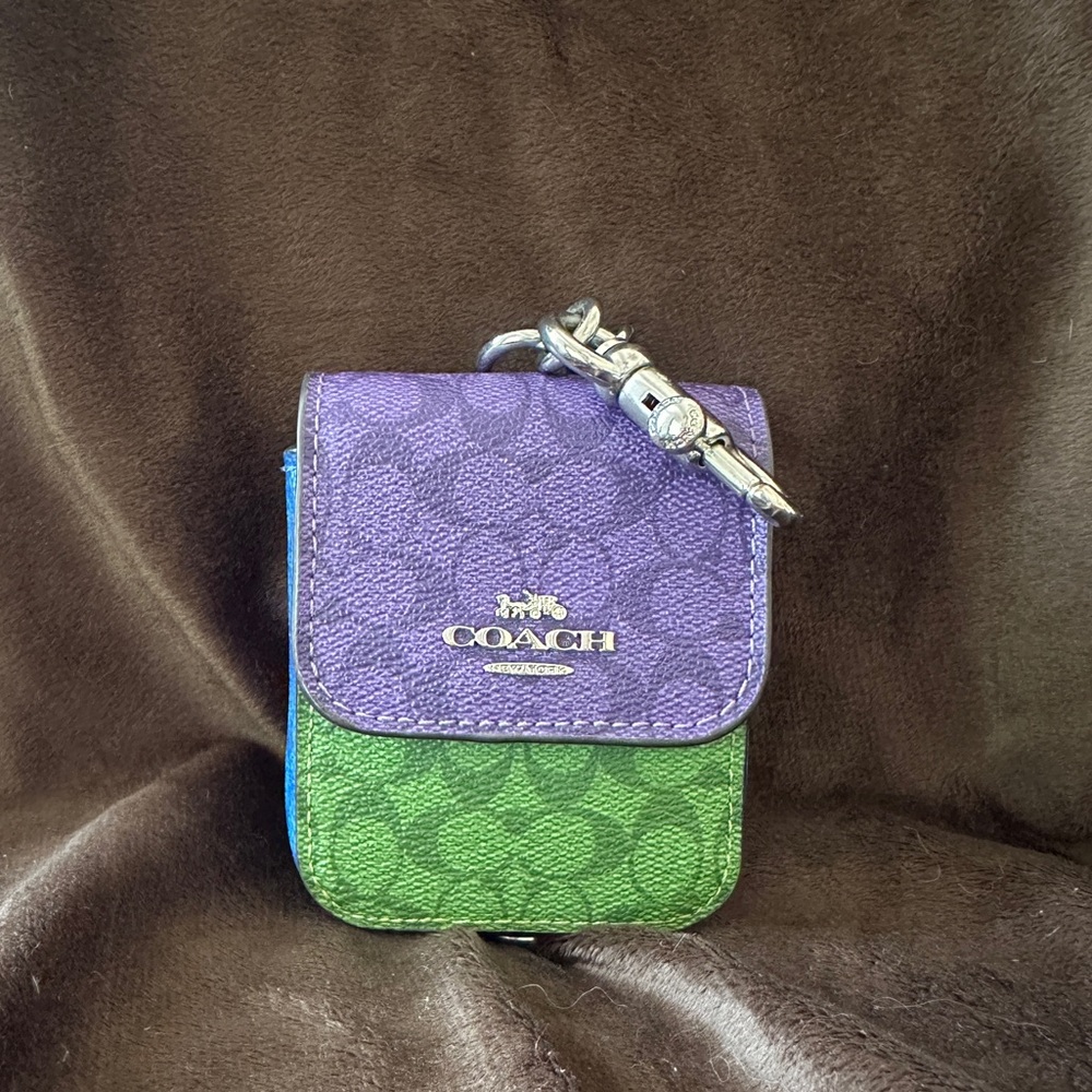 Coach Wireless Earbud Case Charm in Signature Canvas